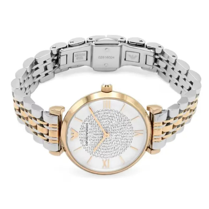 Emporio Armani White Crystal Pave Dial Ladies Watch- AR1926